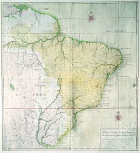 Mapa do Brasil, 1749 (gravura a cores)